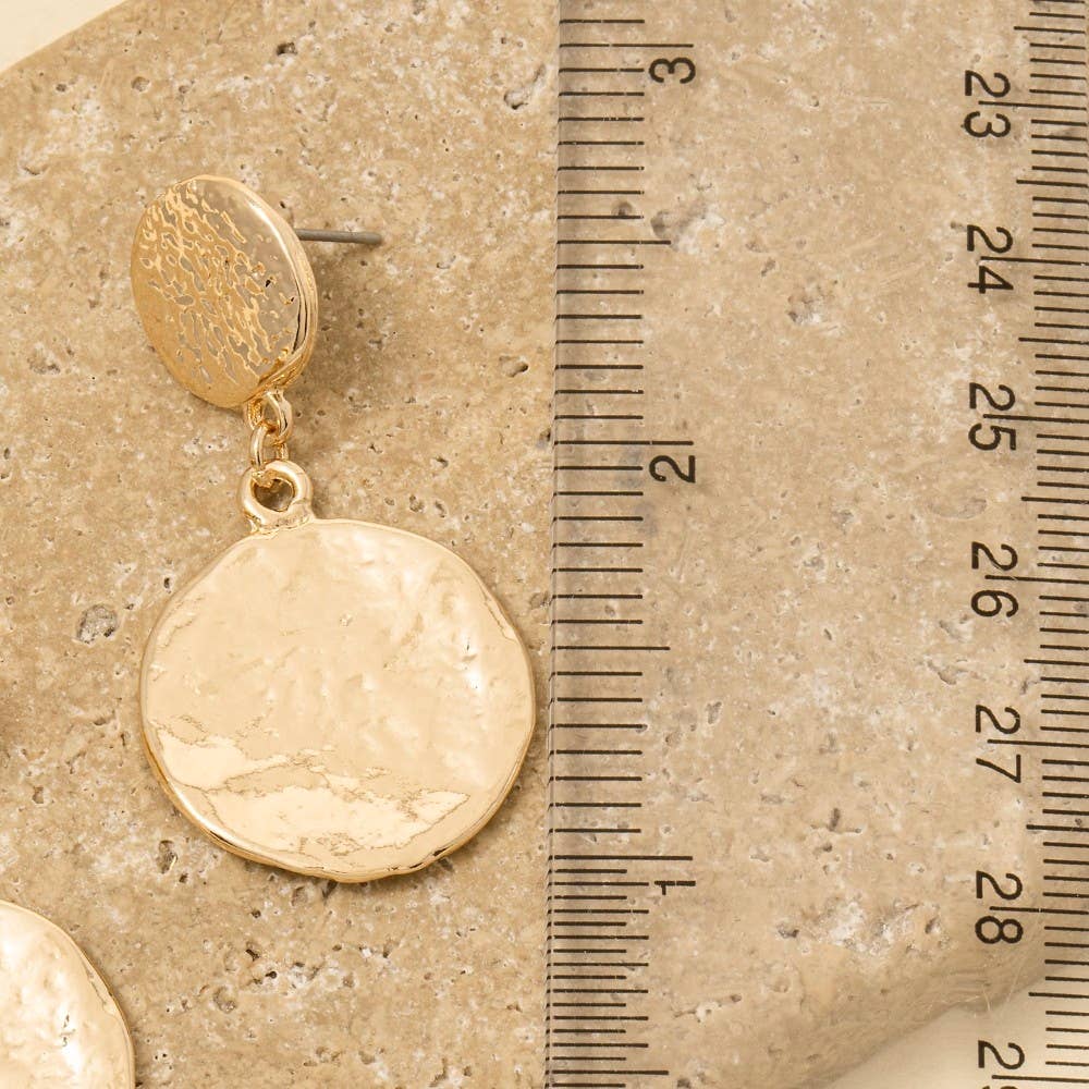 Textured Double Coins Dangle Earrings - Gold/Gold&Siliver
