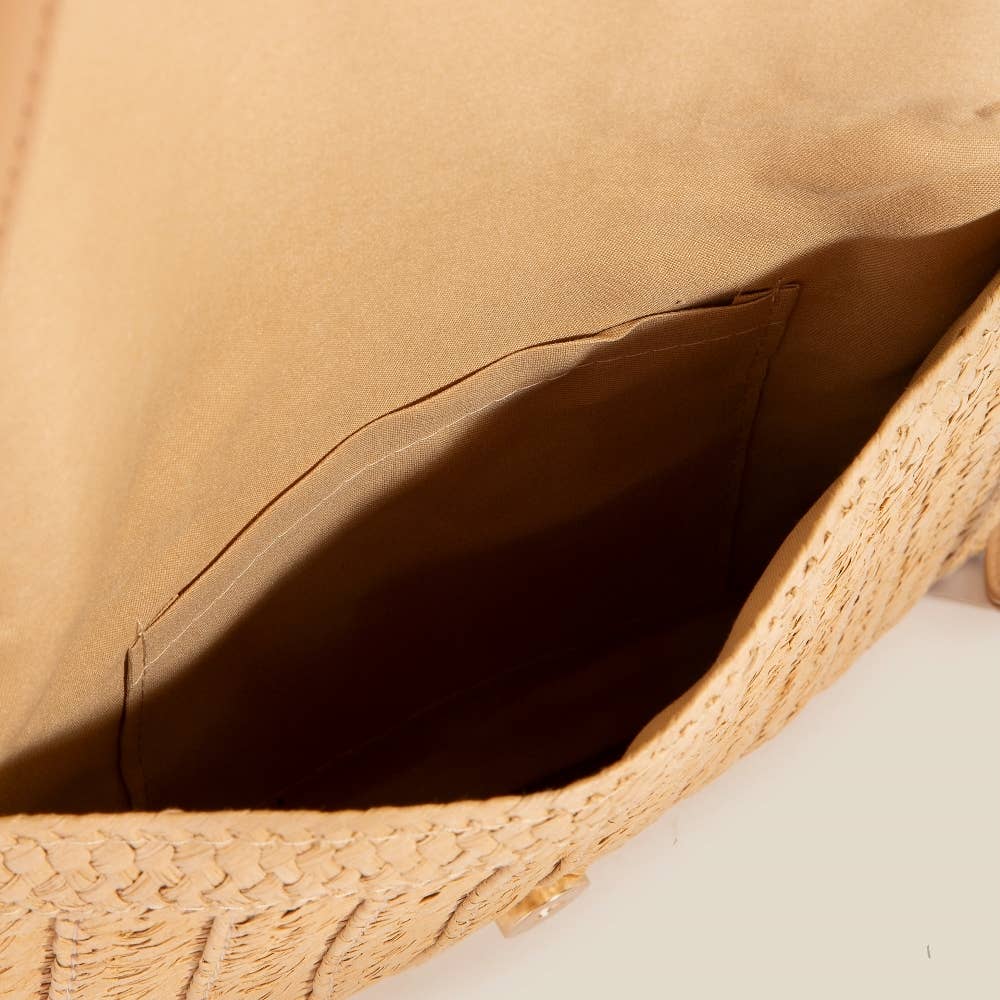 Shell Beaded Woven Envelope Clutch Bag