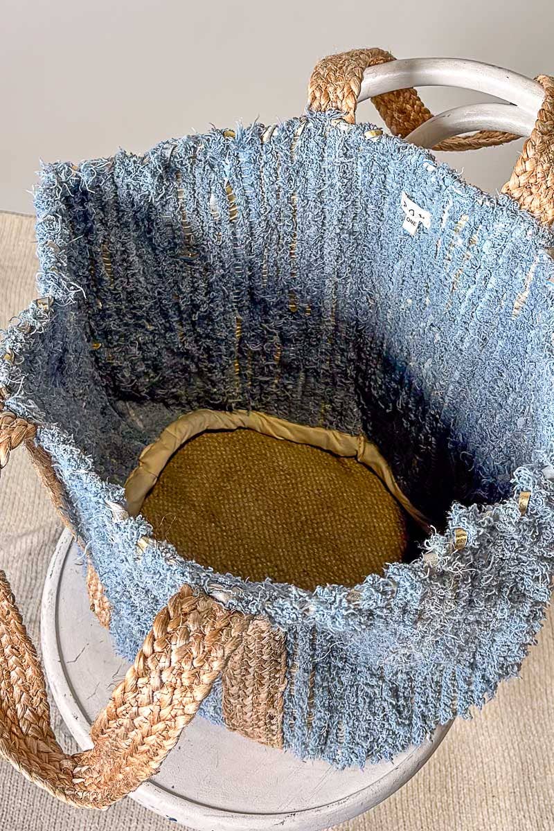 Handwoven Textured Bohemian Charm Causal Blue Tote Bags