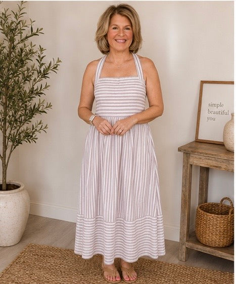 Nantucket Stripe Halter Maxi