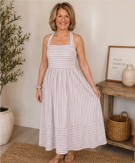 Nantucket Stripe Halter Maxi