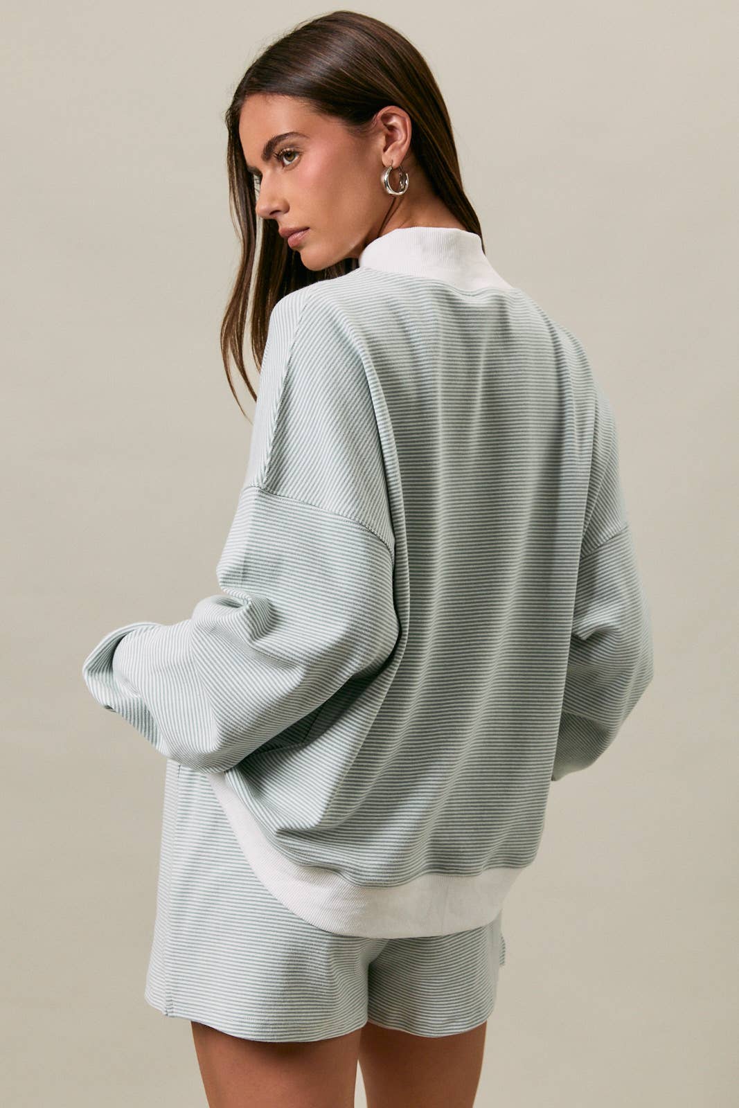 Summit Mist Striped Mock Neck Sweatshirt