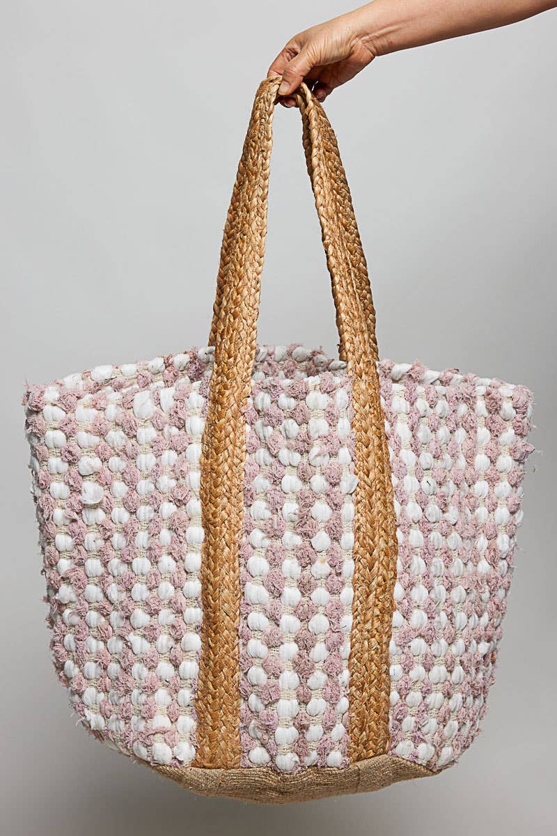 Blush Textured Hand Woven Tote Bag