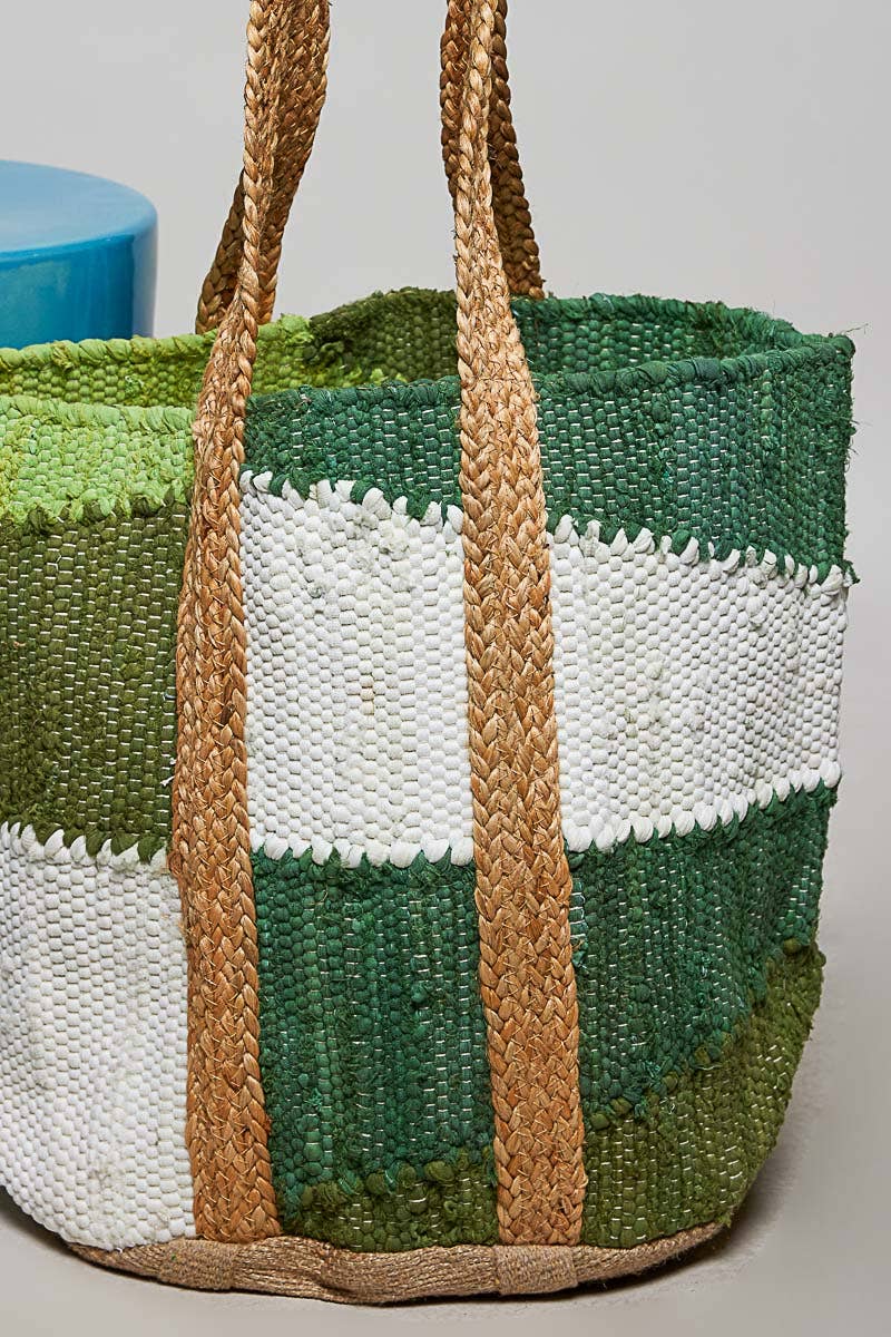 Handwoven Textured Bohemian Style Casual Green Tote Bag
