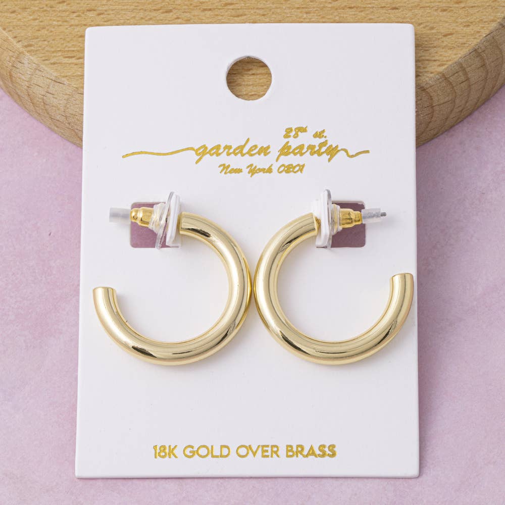Chunky Tube Mini Hoop Earrings - Gold/Silver