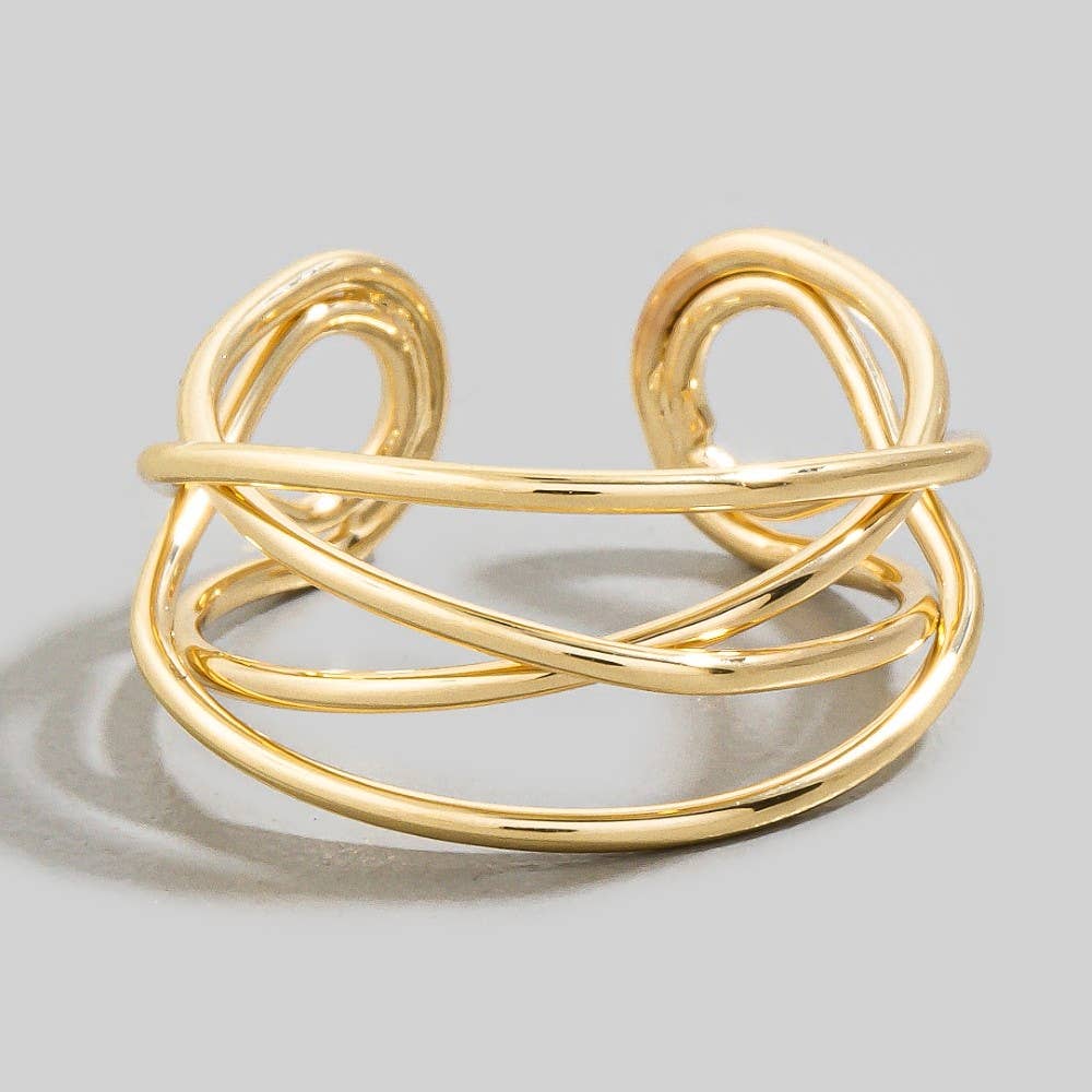 Multi-Wire Twisted Open Adjustable Ring - Silver/Gold