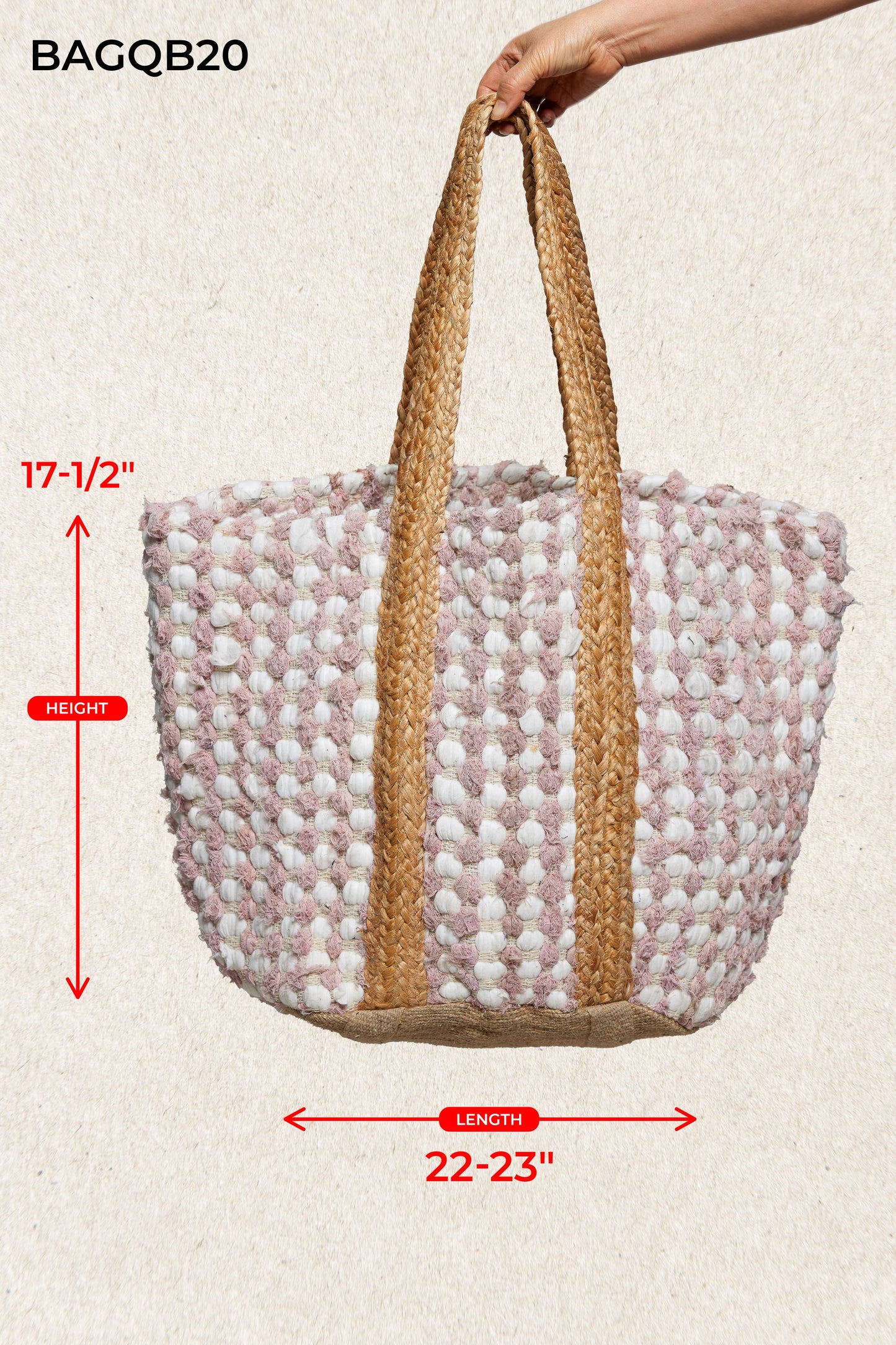 Blush Textured Hand Woven Tote Bag