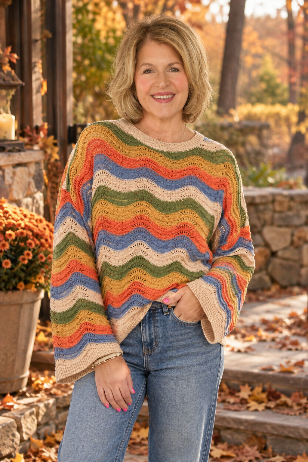 Autumn Waves Crochet Sweater