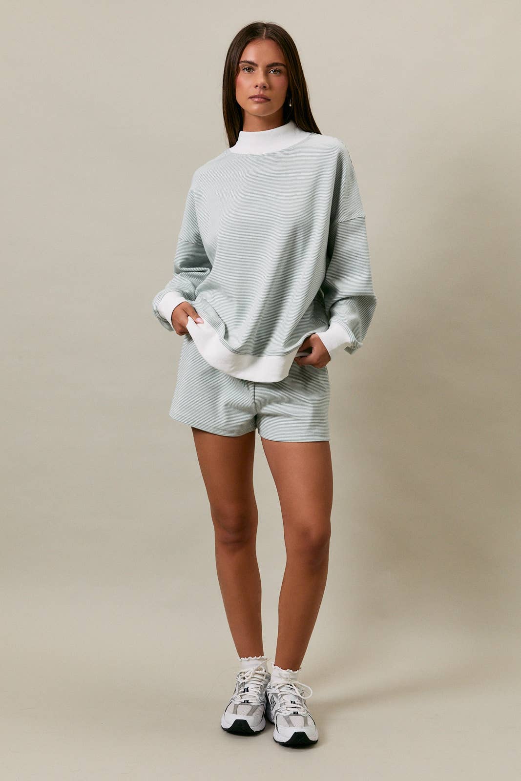 Summit Mist Striped Mock Neck Sweatshirt