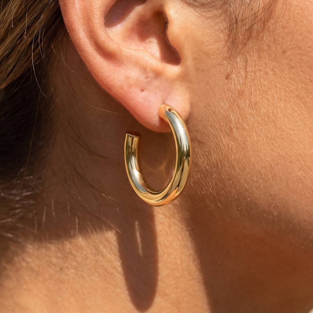 Chunky Tube Mini Hoop Earrings - Gold/Silver