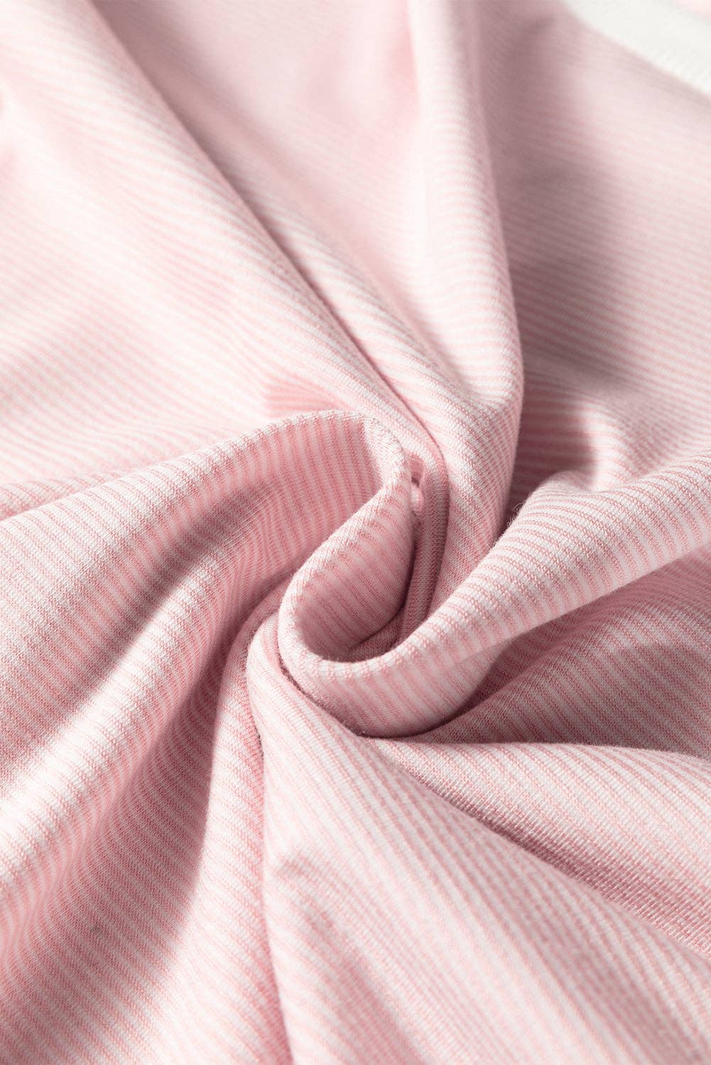 Pink Stripe Contrast Edge Patchwork Long Sleeve Top