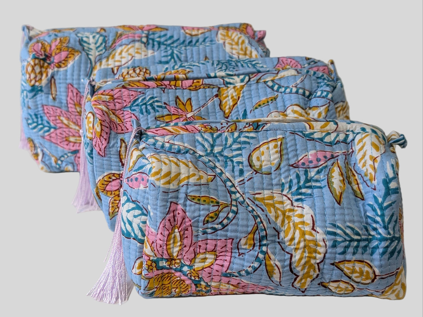 Blue Pastel Floral Toiletry Bag