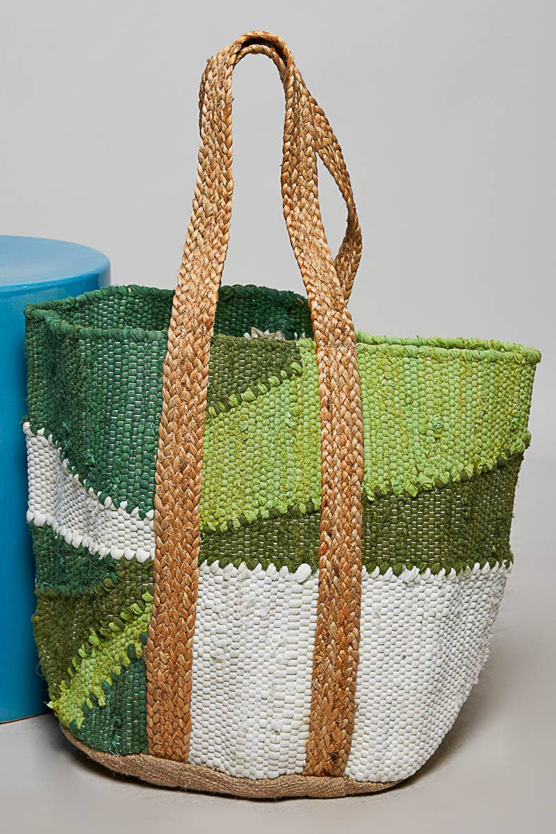 Handwoven Textured Bohemian Style Casual Green Tote Bag