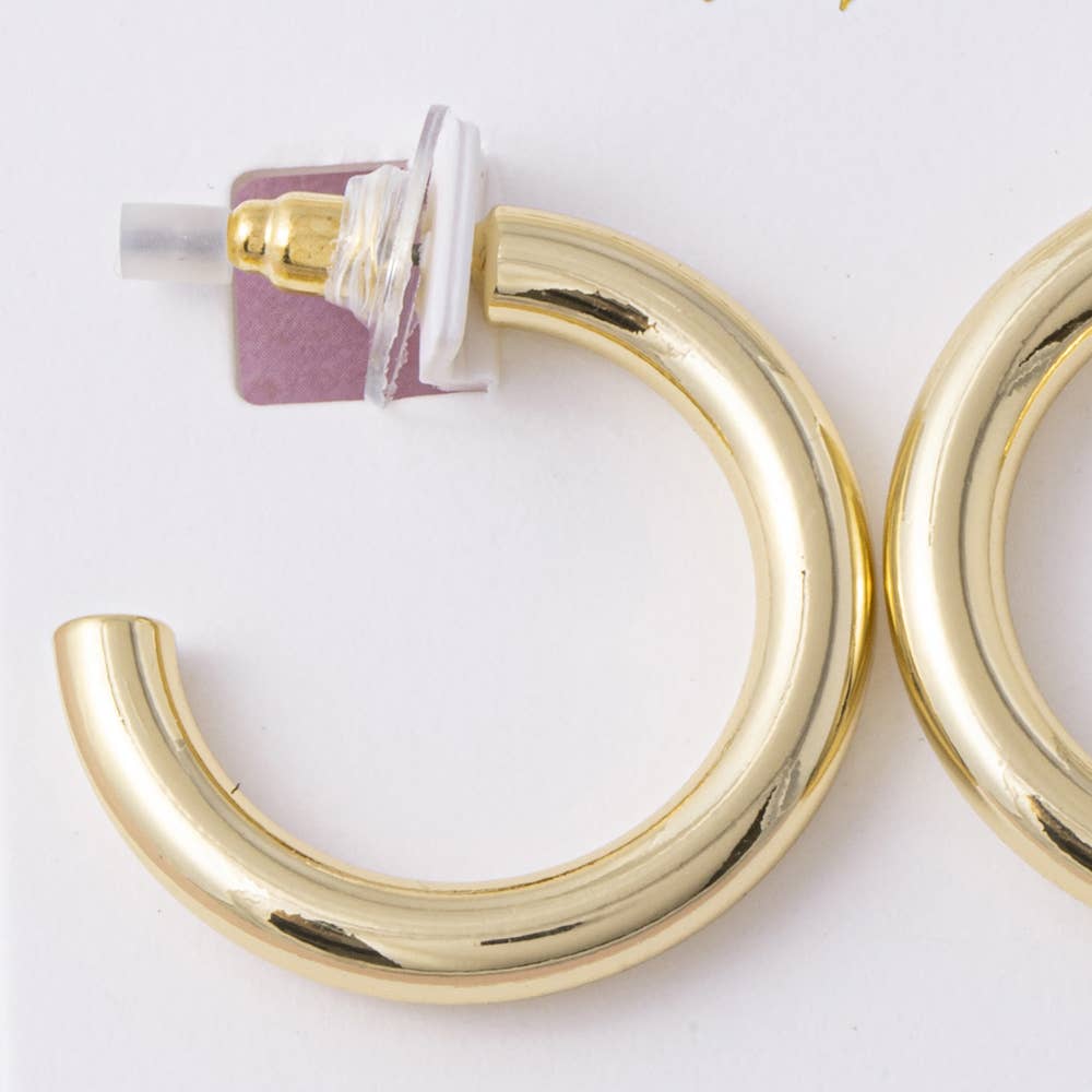 Chunky Tube Mini Hoop Earrings - Gold/Silver