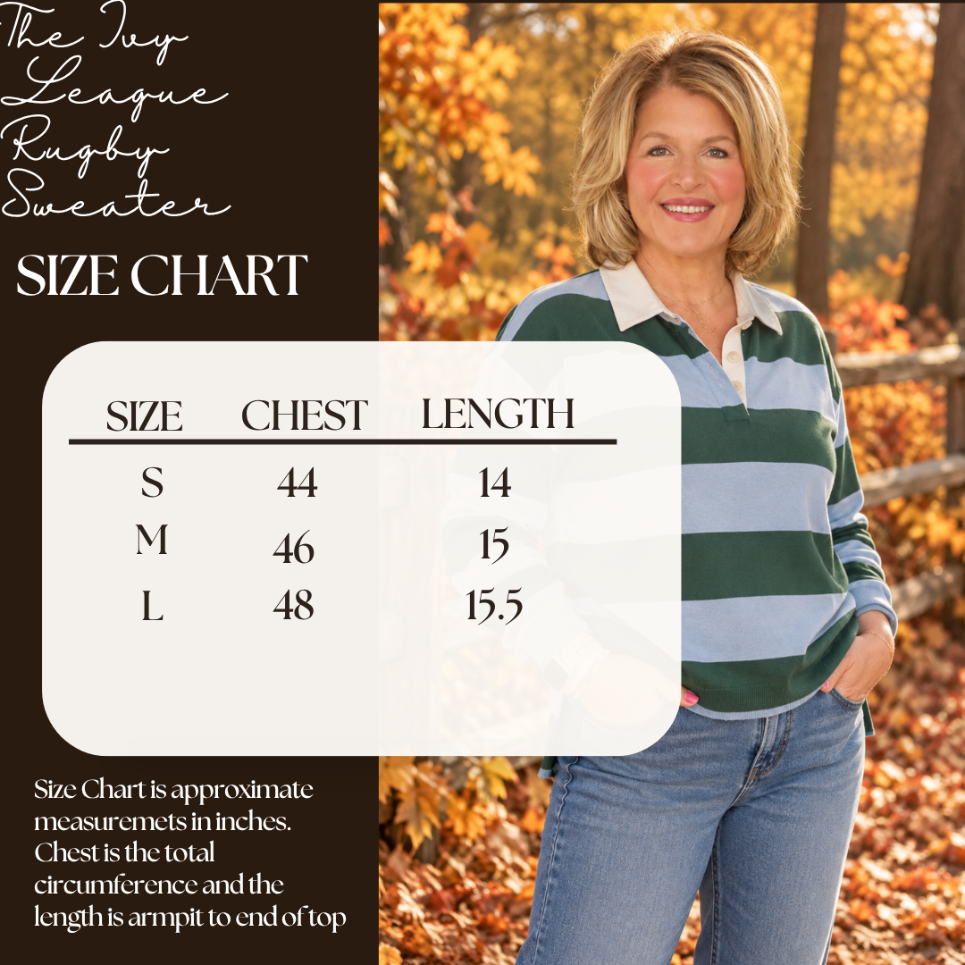 Ivy League Rugby Sweater - Green/Light Blue Stripe