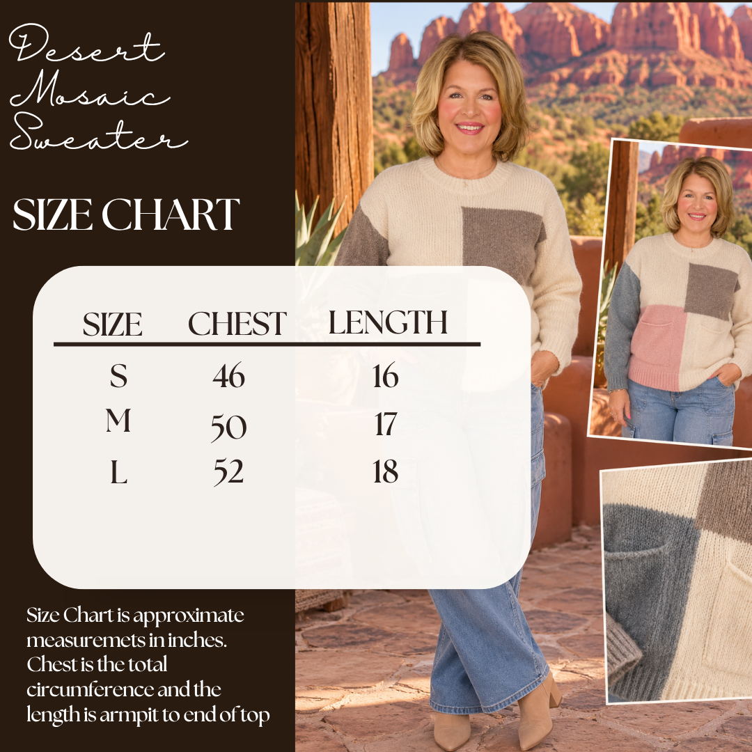Desert Mosaic Sweater - Cream/Blue/Tan
