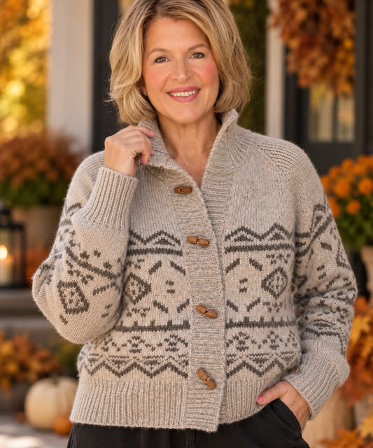 The Alpine Retreat Mock neck Toggle CARDIGAN - Gray