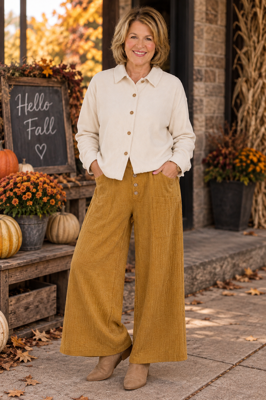 Jordon Pond Washed Gauze Pants - Washed Denim/Gold