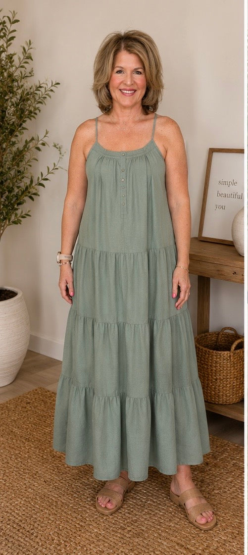 Coastal Sage Tiered Maxi