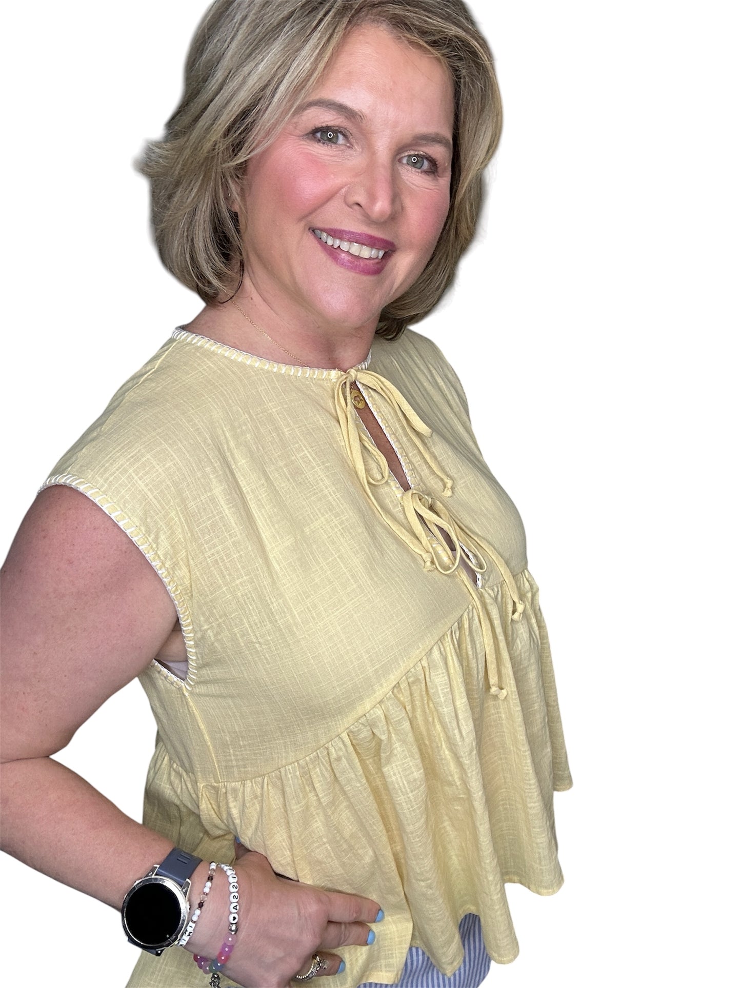 Sunny Days Tie-Front Peplum Top