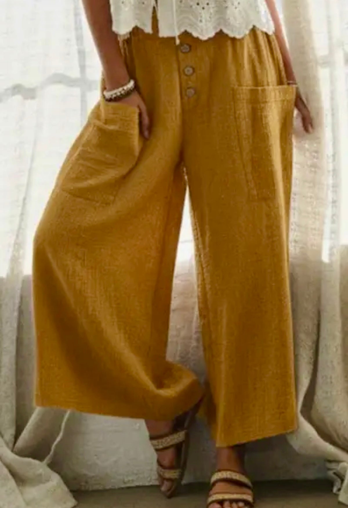 Jordon Pond Washed Gauze Pants - Washed Denim/Gold