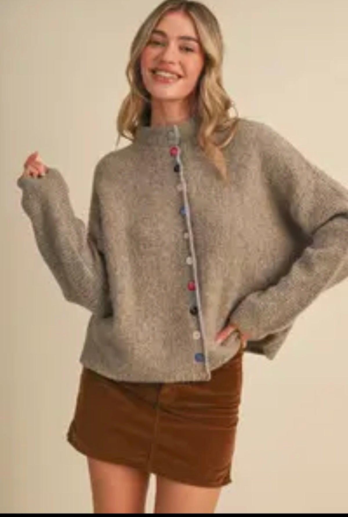 The Buttoned Up Cozy Cardigan - Beige/Multi