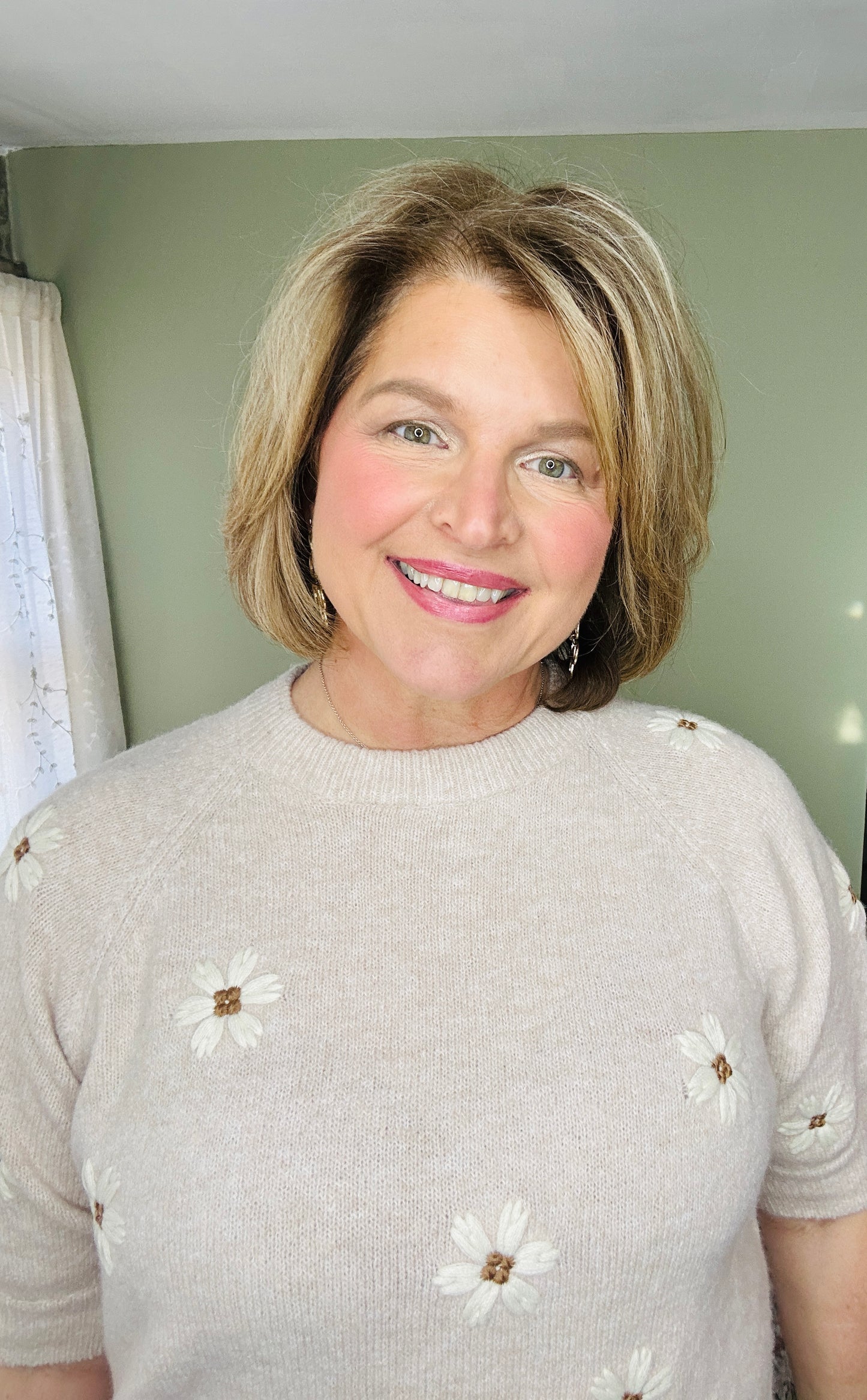 Daisy Embroidered Knit Sweater