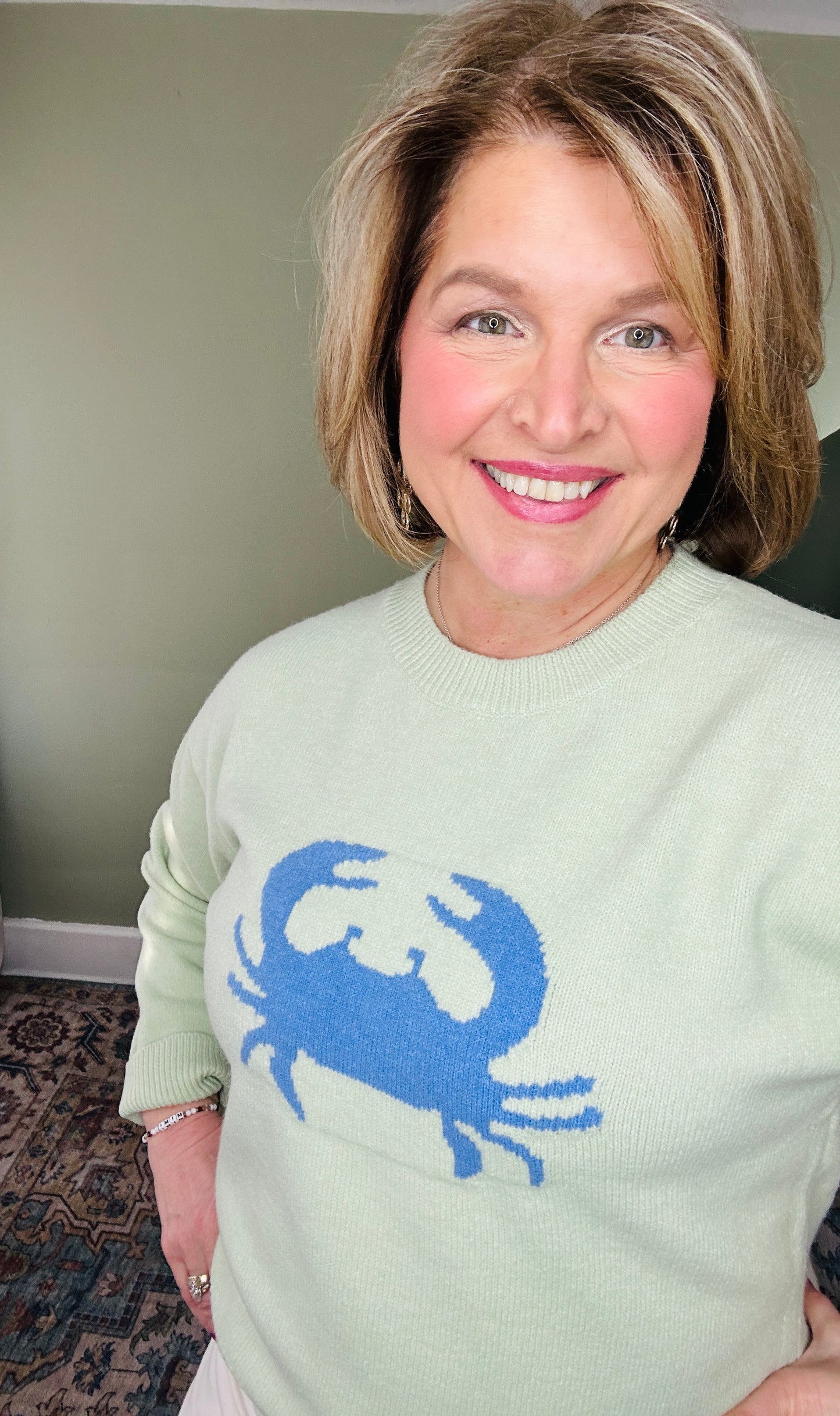 Crab Graphic Relaxed Knit Sweater