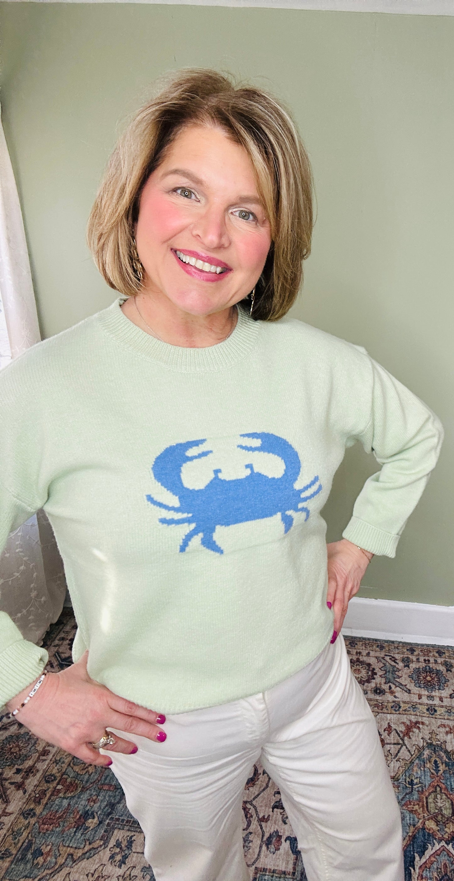 Crab Graphic Relaxed Knit Sweater