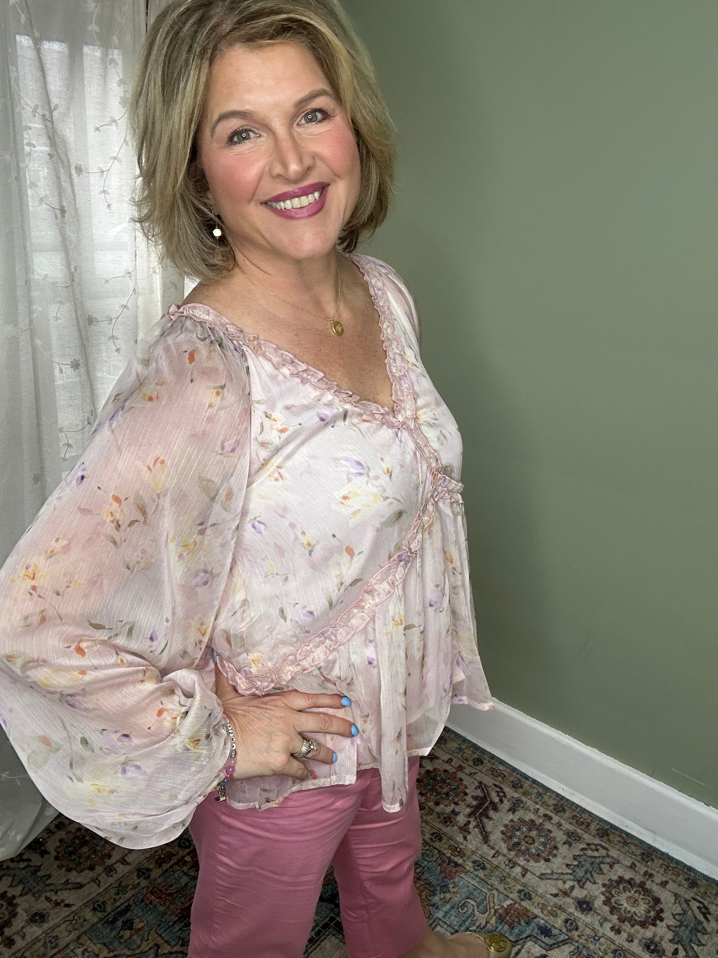 Blush Garden Peplum Blouse