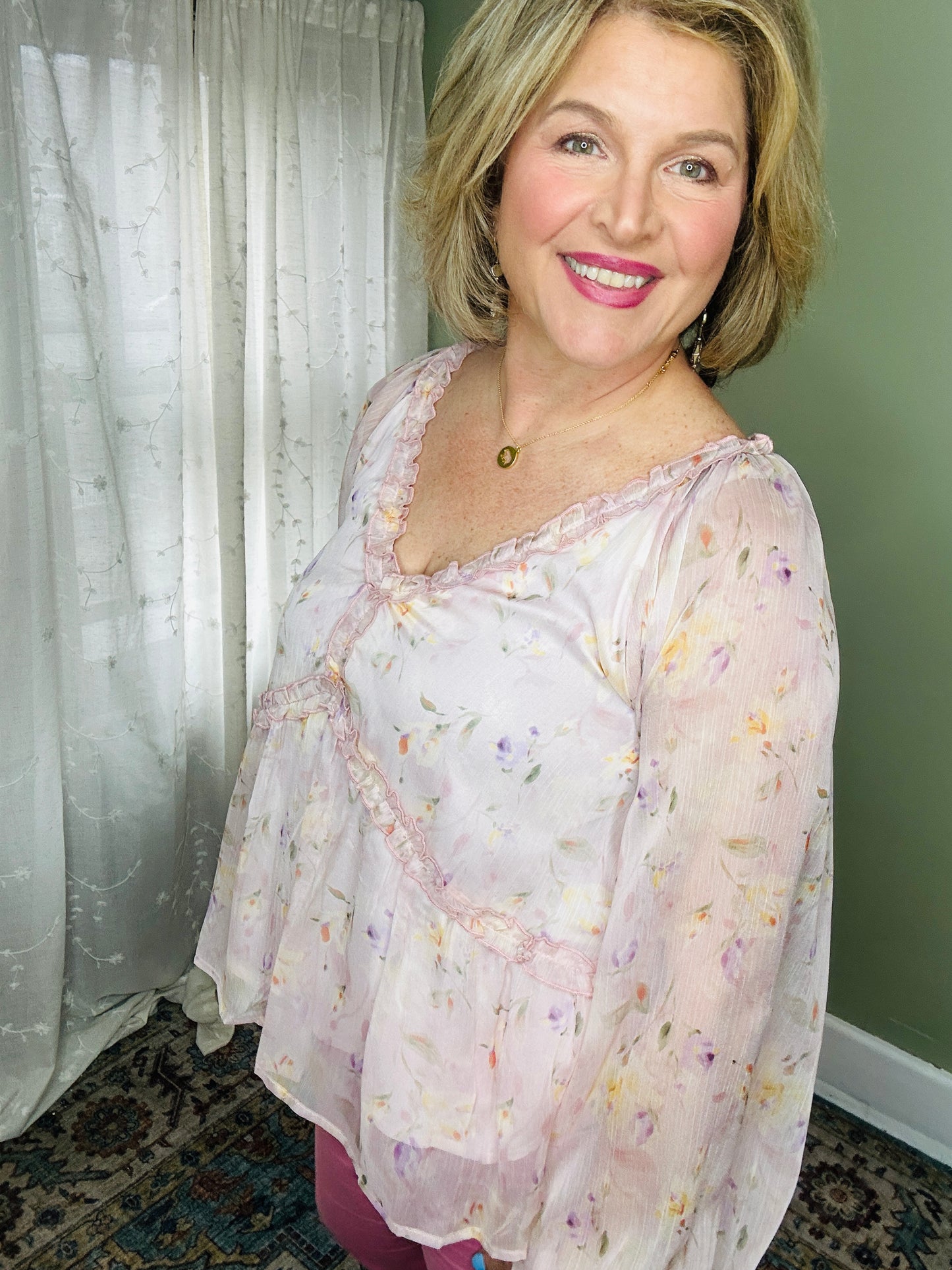 Blush Garden Peplum Blouse
