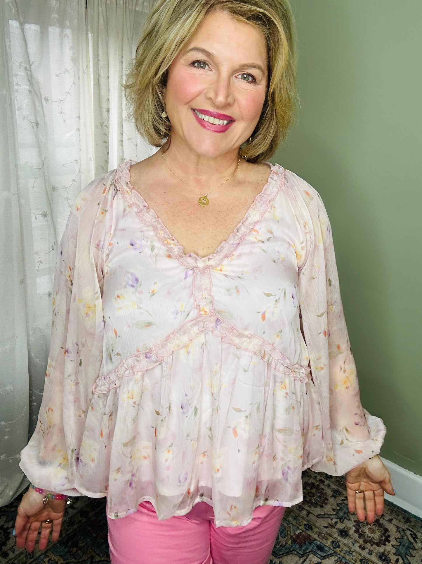 Blush Garden Peplum Blouse