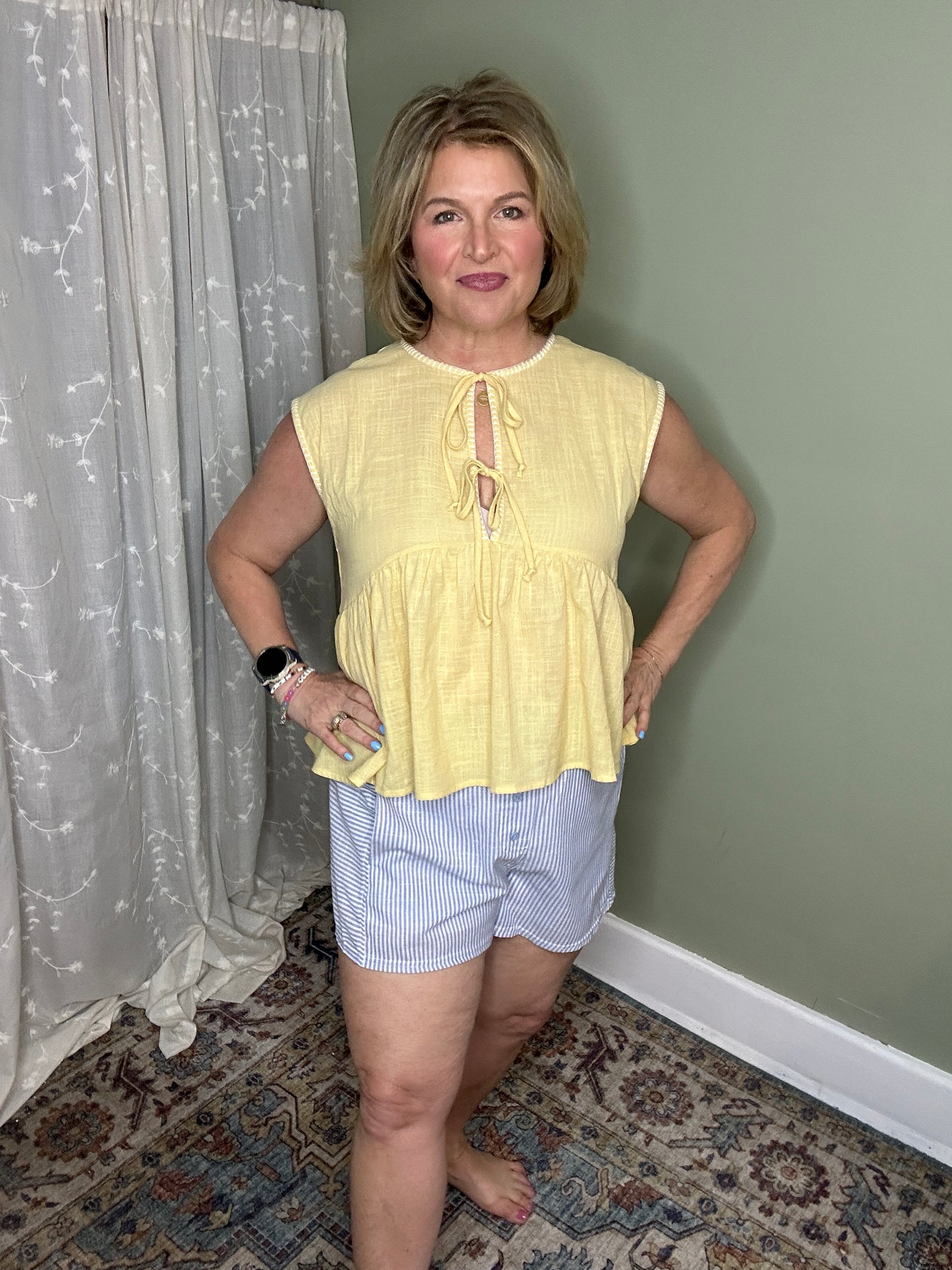 Sunny Days Tie-Front Peplum Top