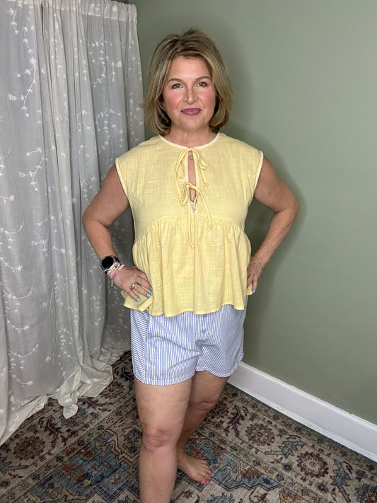 Sunny Days Tie-Front Peplum Top