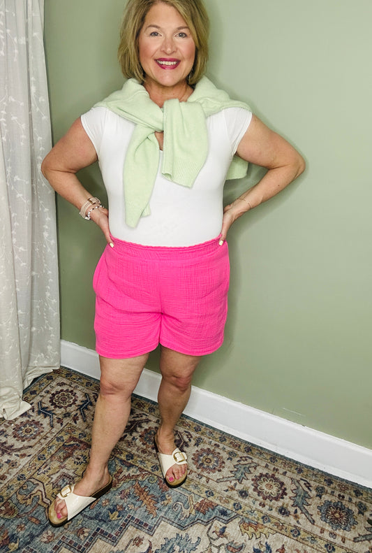Cotton Gauze Relaxed Pull-on Shorts