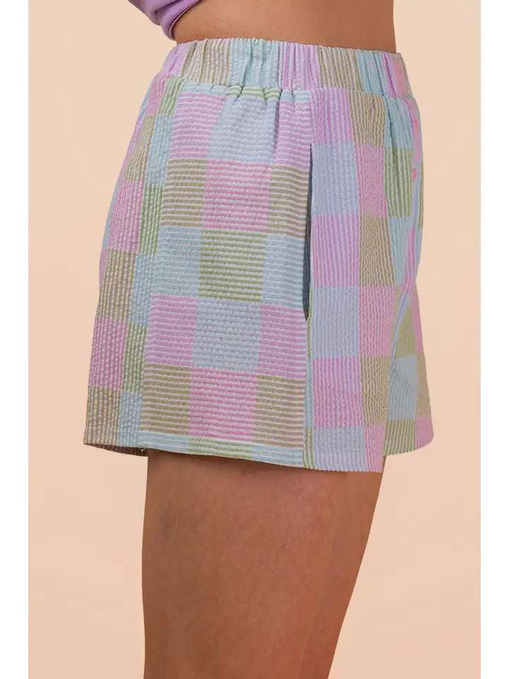 Pastel Seersucker Check Shorts