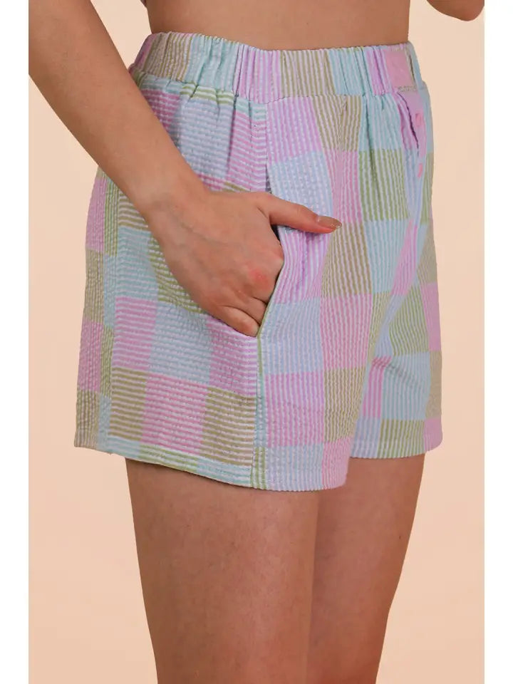 Pastel Seersucker Check Shorts