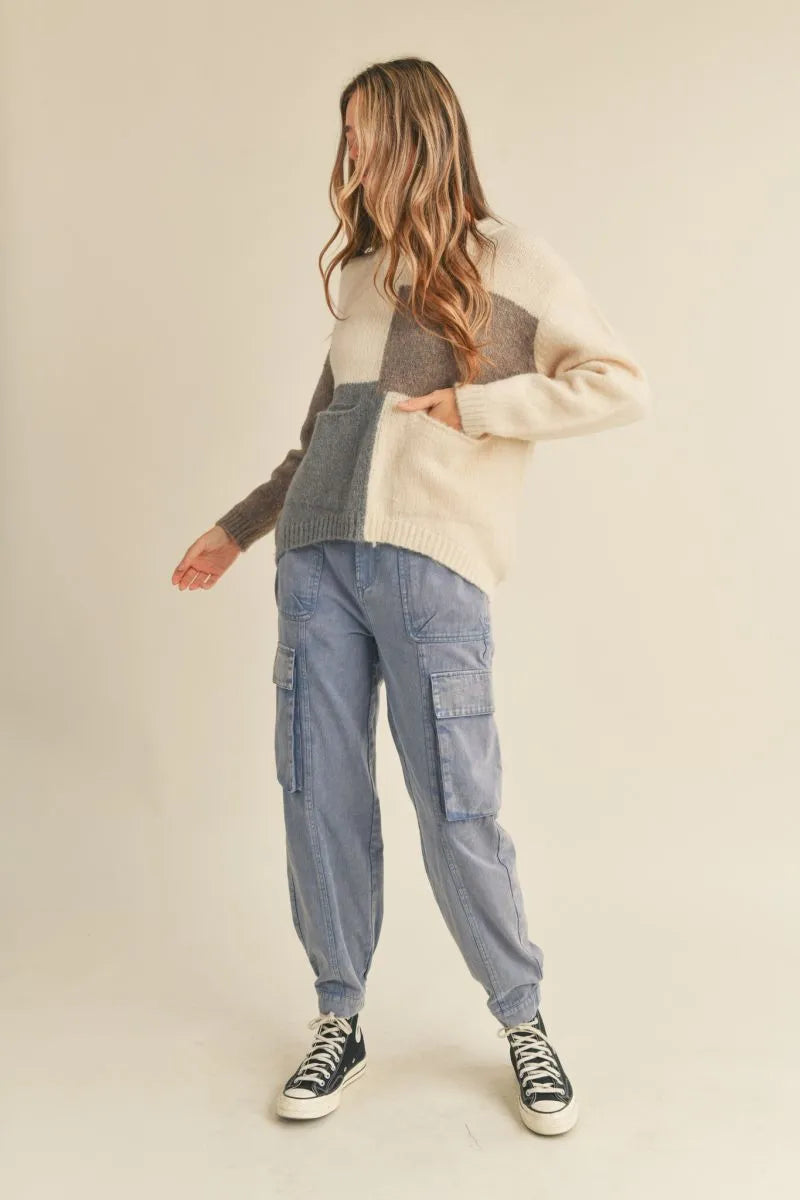 Desert Mosaic Sweater - Cream/Blue/Tan