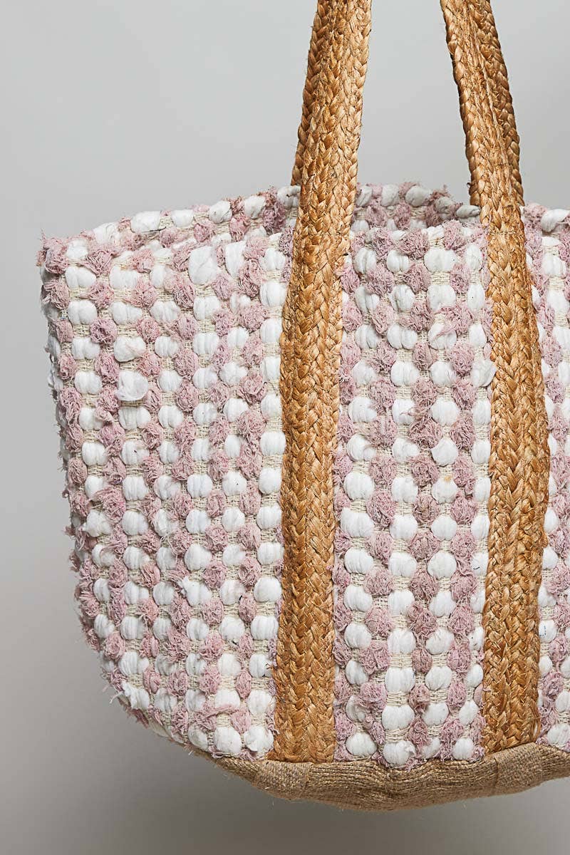 Blush Textured Hand Woven Tote Bag