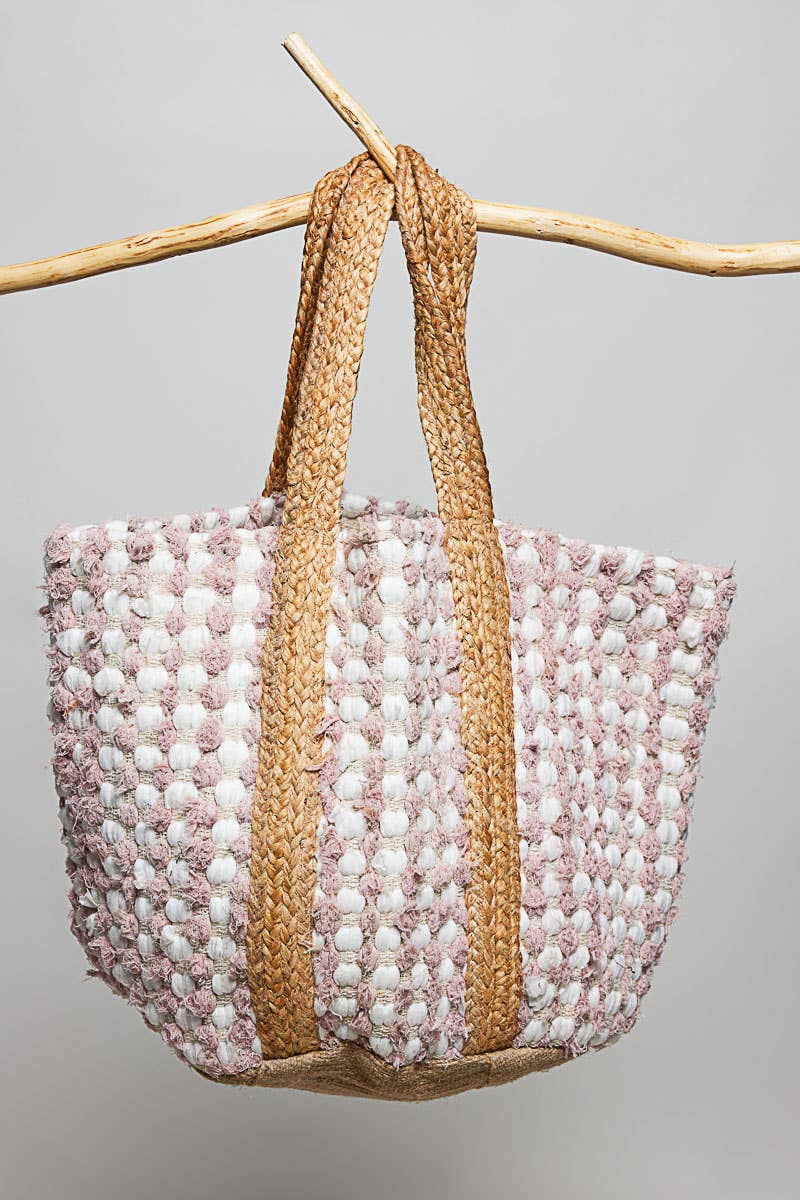 Blush Textured Hand Woven Tote Bag