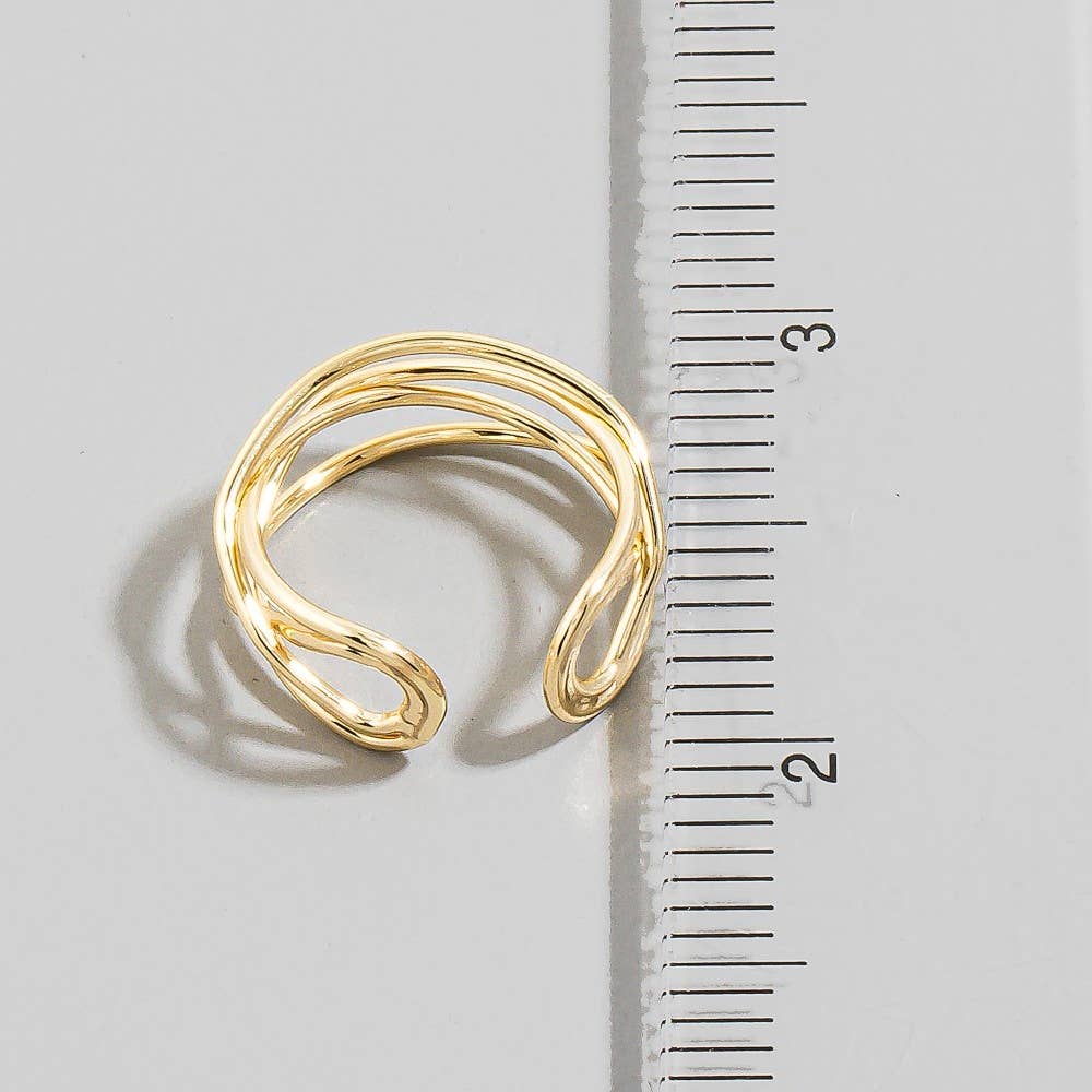 Multi-Wire Twisted Open Adjustable Ring - Silver/Gold