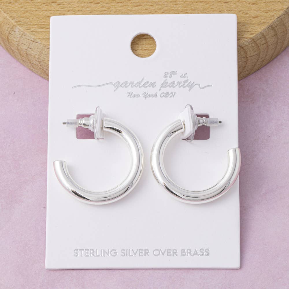 Chunky Tube Mini Hoop Earrings - Gold/Silver