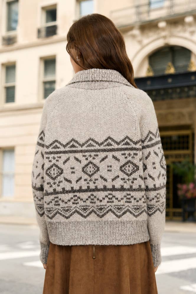 The Alpine Retreat Mock neck Toggle CARDIGAN - Gray