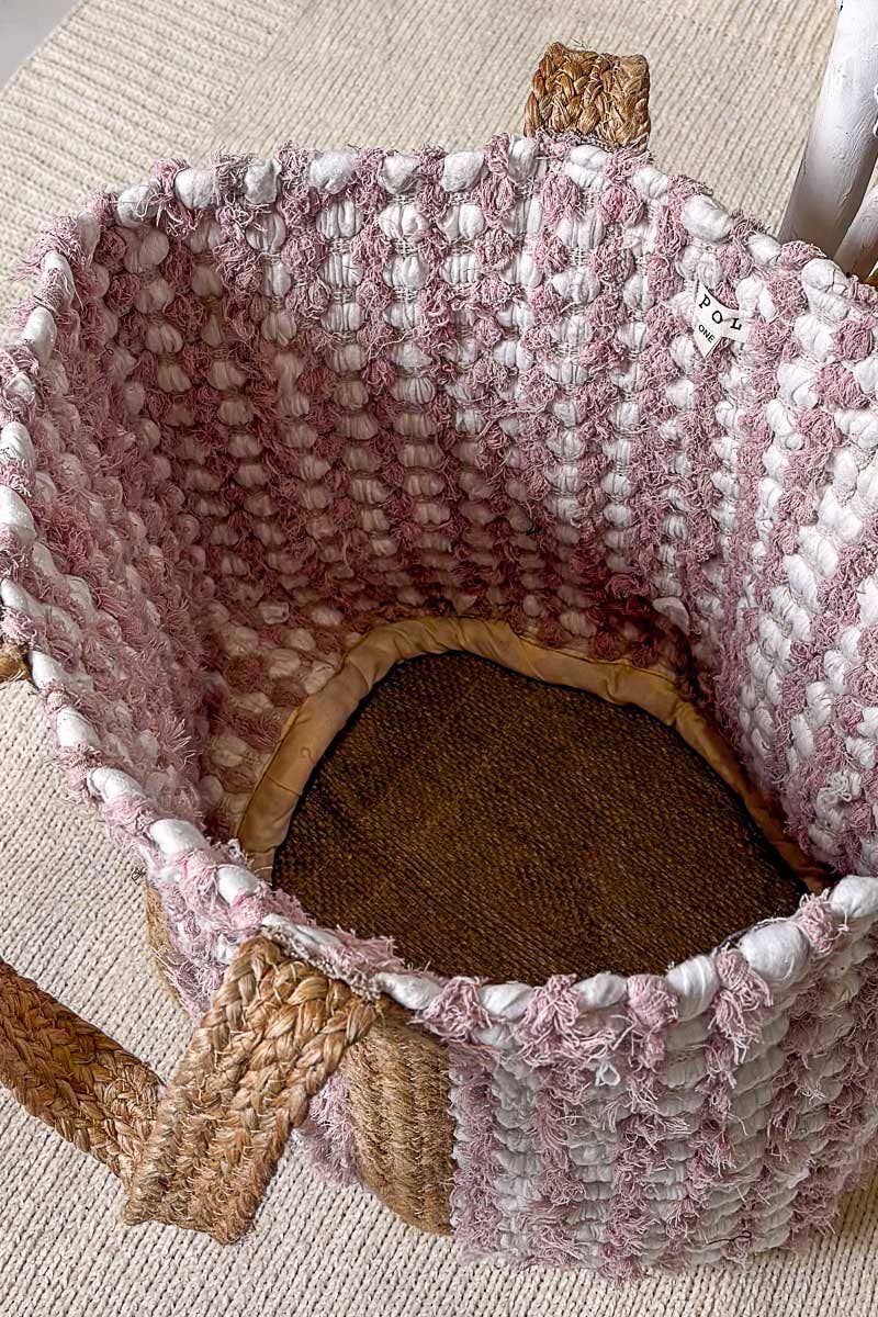 Blush Textured Hand Woven Tote Bag